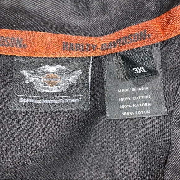 Harley-Davidson Iron Block Shirt Men's 3XL Black Button Up Garage Mechanic Wings - Picture 6 of 11
